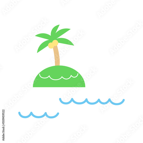 島と波のイラスト