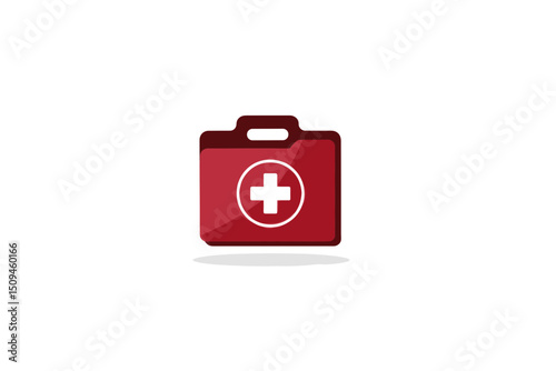 Red First Aid Kit Icon on White Background. minimalist icon vector logo