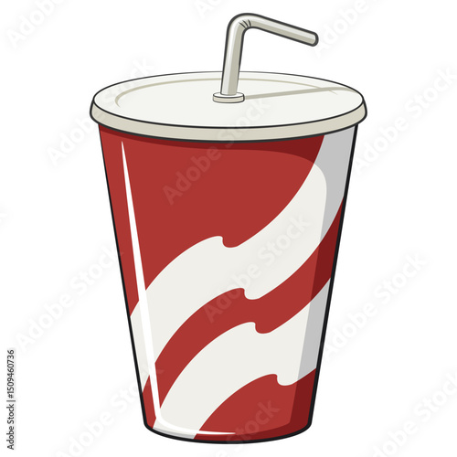 soft drink paper cups retro vektor illustration, work of hand drawn