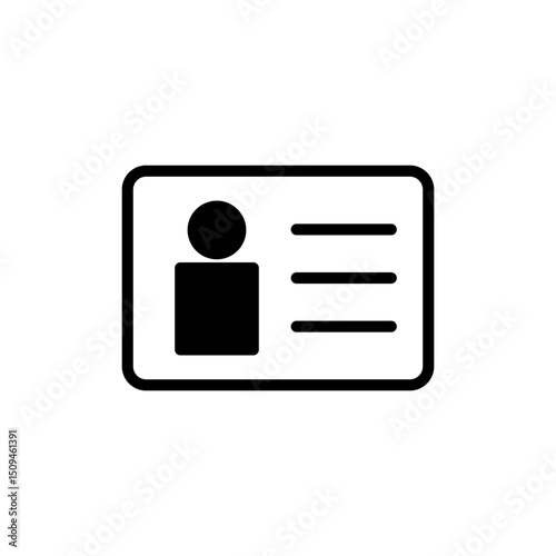 License icon symbol for apps and websites. ID card icon. driver license, staff identification card