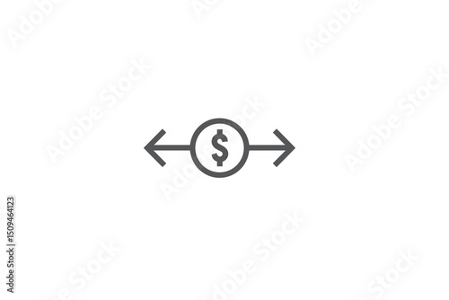 Money Transfer Concept: Gray Arrows and Dollar Sign Icon. minimalist icon vector logo