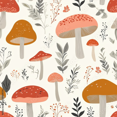 seamless background with mushrooms