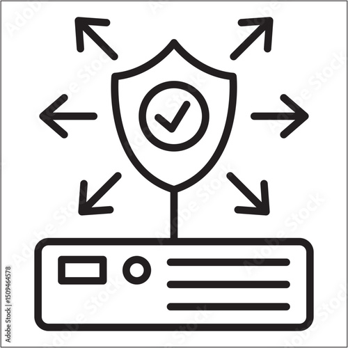 Secure data storage icon. Data security server icon. Icon symbol compatible for firewall, network, security, system. Vector illustration.