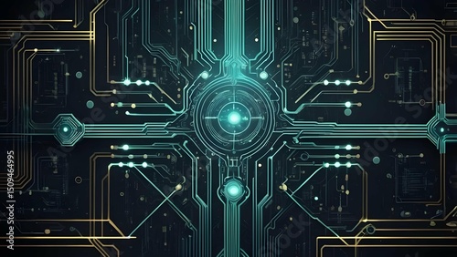 Futuristic Glowing Circuit Board: Flowing Energy Lines Representing Digital Connectivity.