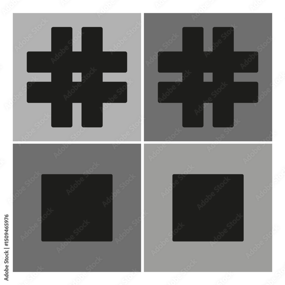 Obraz premium Hashtag grid icon. Square block symbol. Minimal contrast design. Vector shape pattern.