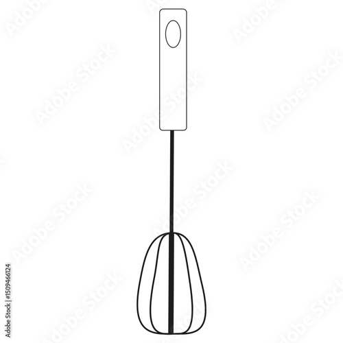 Hand whisk design. Wire balloon tool. Baking accessory outline.