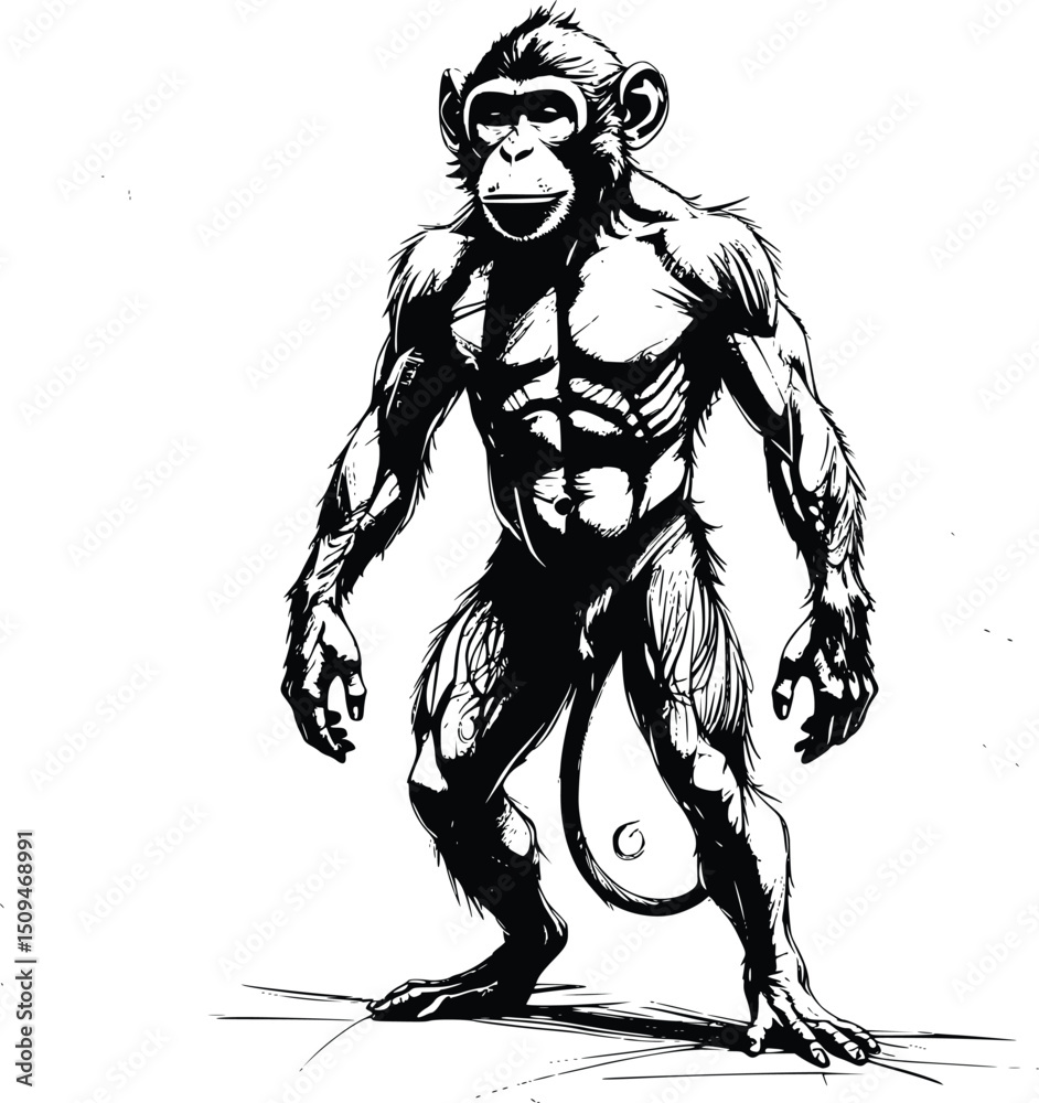 Fototapeta premium Monkey illustration on white background