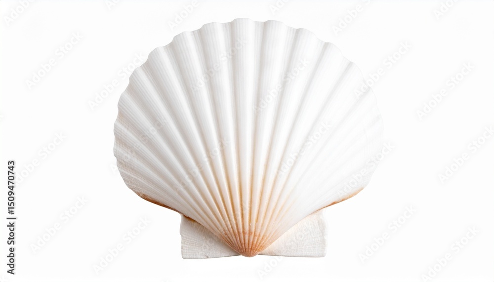Fototapeta premium White elegant sea jacobean scallop shel isolated on transparent on white background