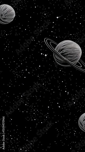 3D Space Background Animation with Glowing Planets and Stars