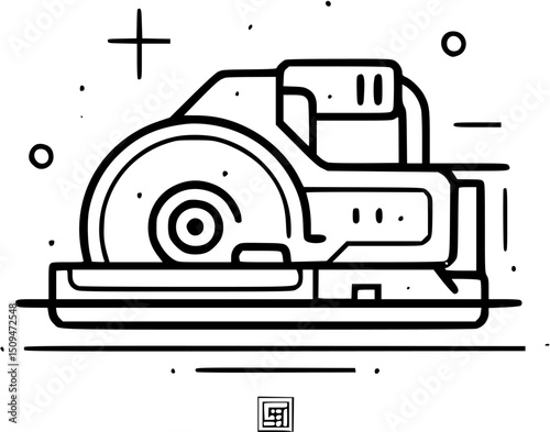 A circular saw machine with a geometric design