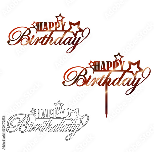 Happy Birthday Cake Topper with a crown – file is suitable for cutting machines