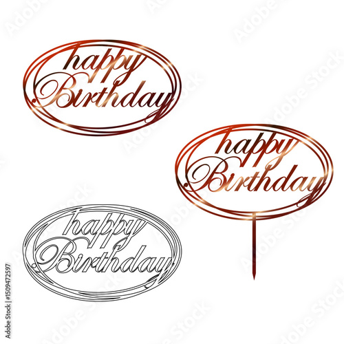 Happy Birthday Cake Topper calligraphy – file is suitable for cutting machines