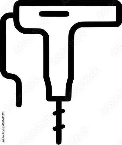 Outline of a ground thermometer with a Tshaped top and a temperaturemeasuring probe with markings