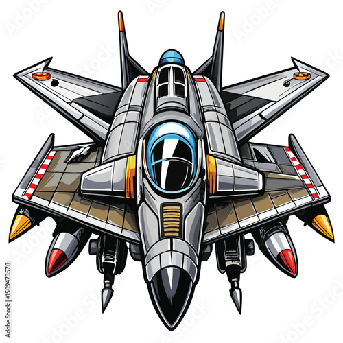 A sleek silver fighter jet