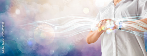 Reiki master working with e...