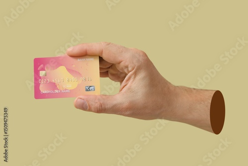 Male hand with credit card ...