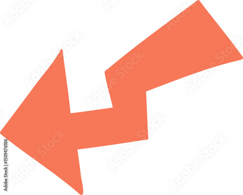 Orange Hand Drawn Zigzag Left Arrow photo