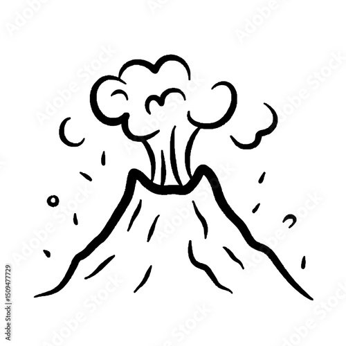 Illustration of the mountain that issued a volcano eruption line art