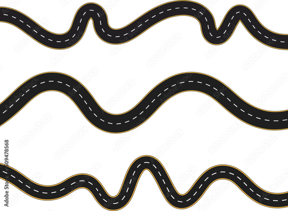 Obraz premium Curvy Road Top View Clipart