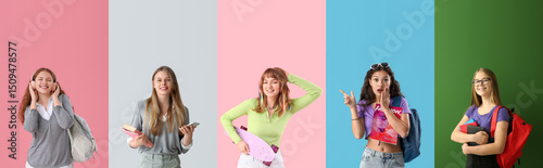 Set of teenage girls on col...