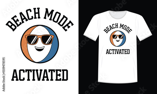 Fun Beach Ball Character Wearing Shades T-Shirt Design on White