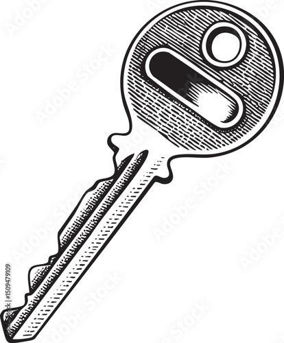 stylized black and white key extends upwards suggesting access or opportunity.