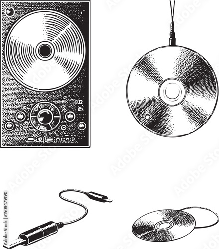 Three compact discs are displayed against a textured background.