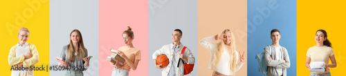 Group of teenagers on color...
