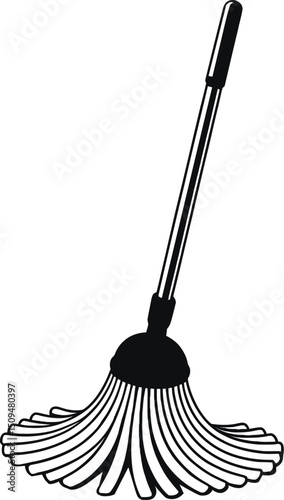 Spin Mop Black and White Clipart