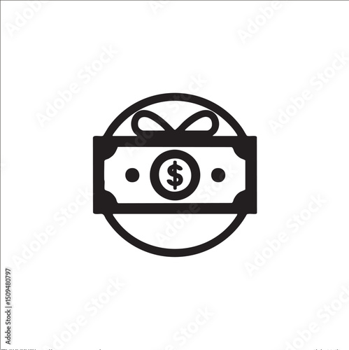 stylized dollar sign is enveloped within a gift ribbon.