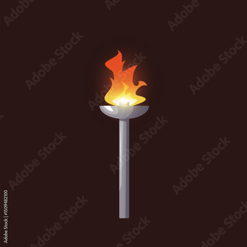 Torch flame icon, cartoon vector