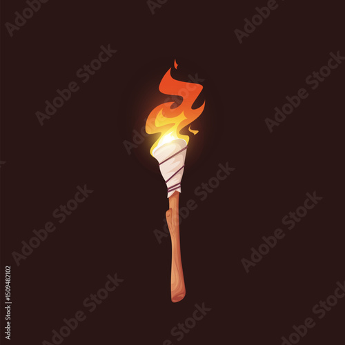 Torch flame icon set, cartoon vector