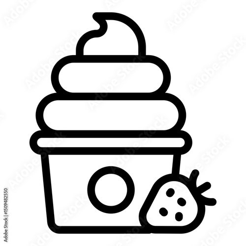 Frozen yogurt icon. Vector line icon