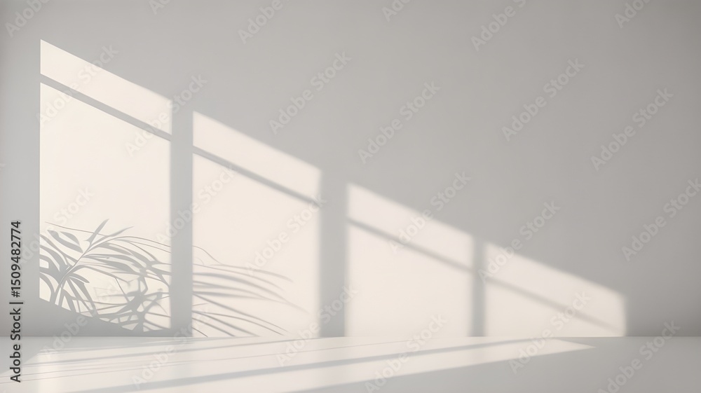 Fototapeta premium Sunlight Casting Shadows on White Interior Wall