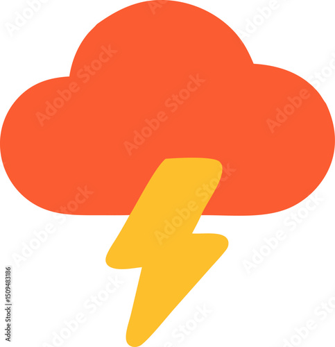 Orange cloud with a yellow lightning bolt extending from the bottom
