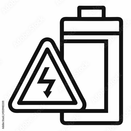 Battery high voltage danger warning sign icon