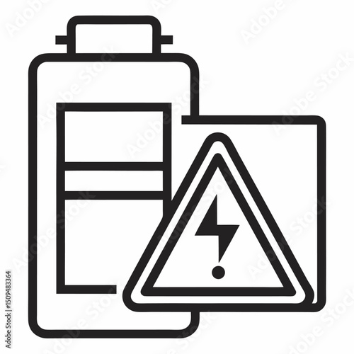 Battery warning symbol high voltage danger risk electric shock