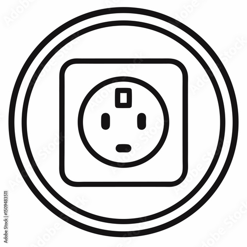 Electrical outlet icon simple black and white design