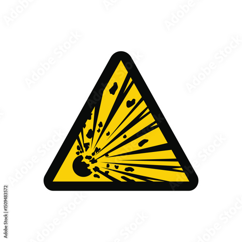 Warning Explosive Material Symbol. Danger Explosive Material. Danger triangle symbol for mobile and web concept