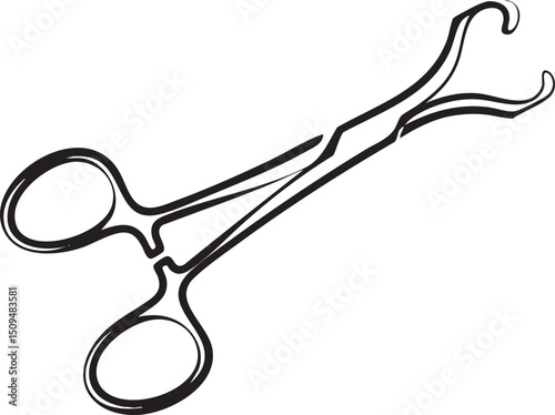 surgical instrument a forceps is depicted in profile.