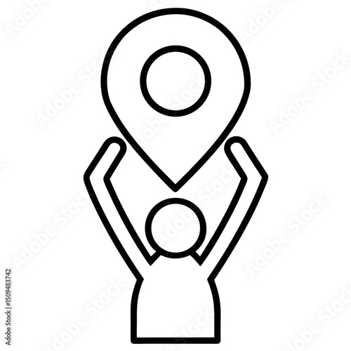 Person holding up location marker icon symbol