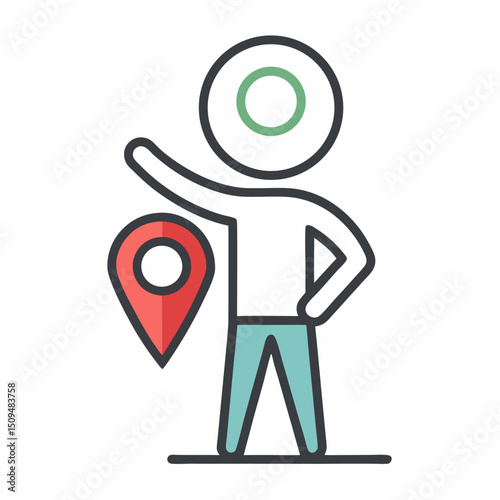 Person with location pin icon representing gps navigation