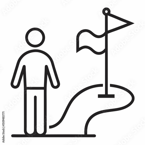 Person reaching goal success achievement target destination