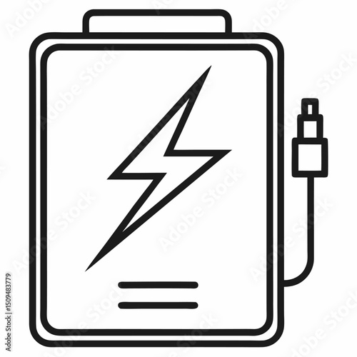 Portable power bank battery charger device icon illustration