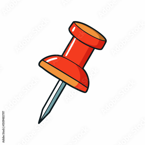 Red push pin office supply stationery icon illustration