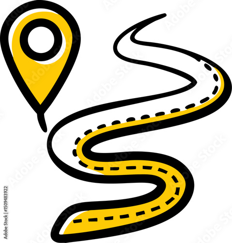 Winding road map navigation journey destination travel route