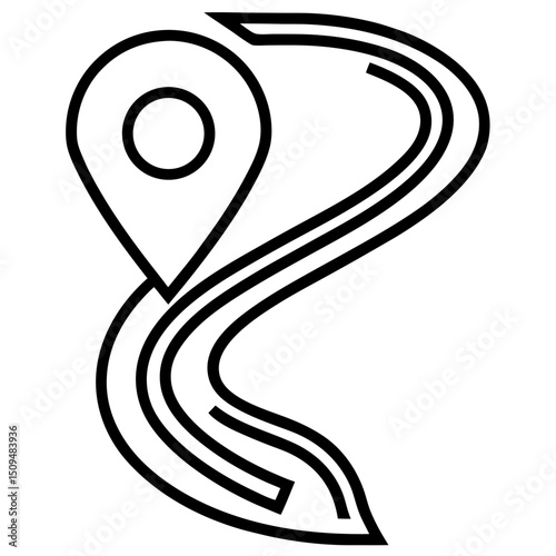 Winding road map navigation gps location pin route