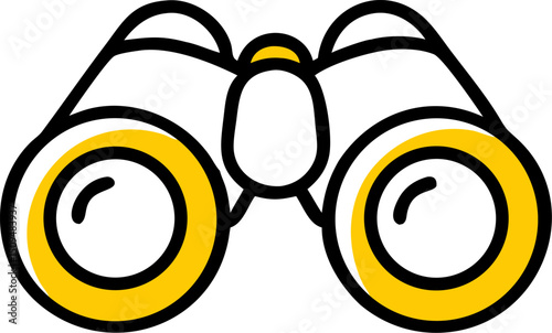 Yellow and black cartoon binoculars icon illustration