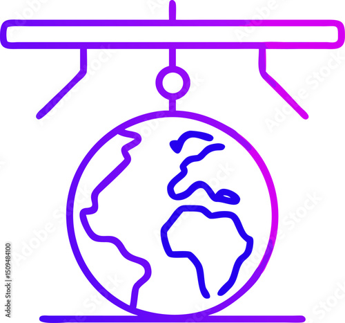 Global connection hanging earth world map icon