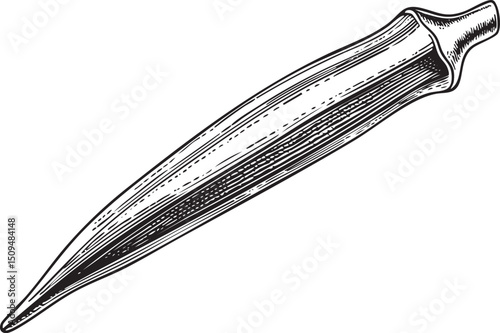 detailed black and white of a traditional walking stick.